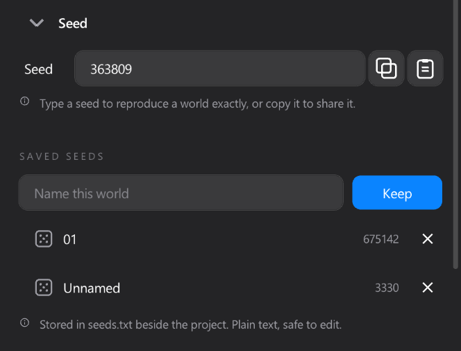The Seed group and the saved-seed shelf