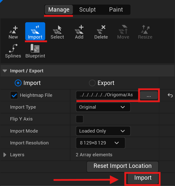 Import de la heightmap