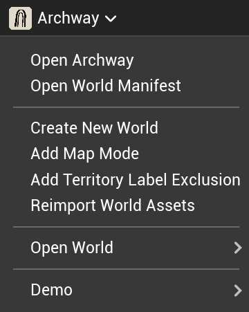 Le menu Archway au complet