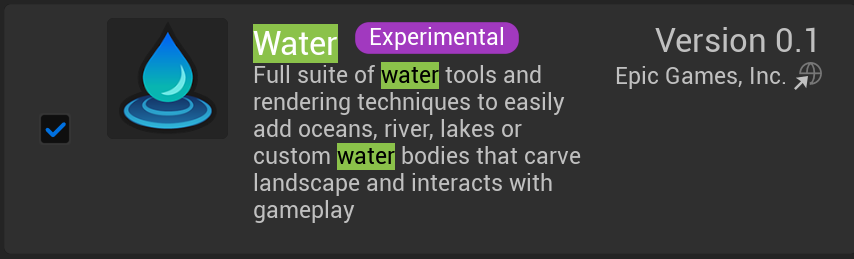 Le plugin Water d'Epic Games
