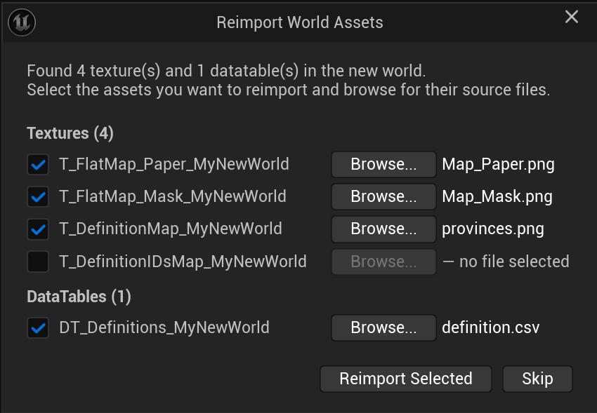 Reimport World Assets — les assets du monde et leurs sources