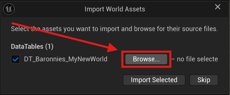 Browse... pour choisir le CSV