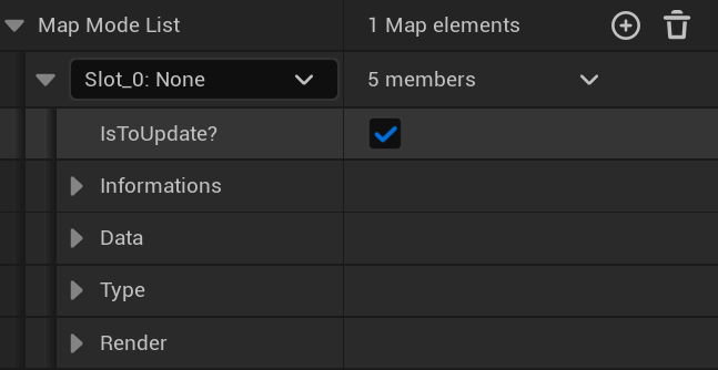 Le bouton + ajoute une entrée à la Map Mode List