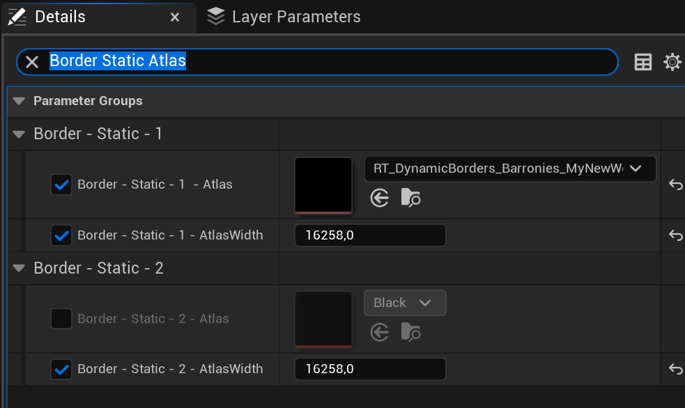 Le paramètre Border Static Atlas